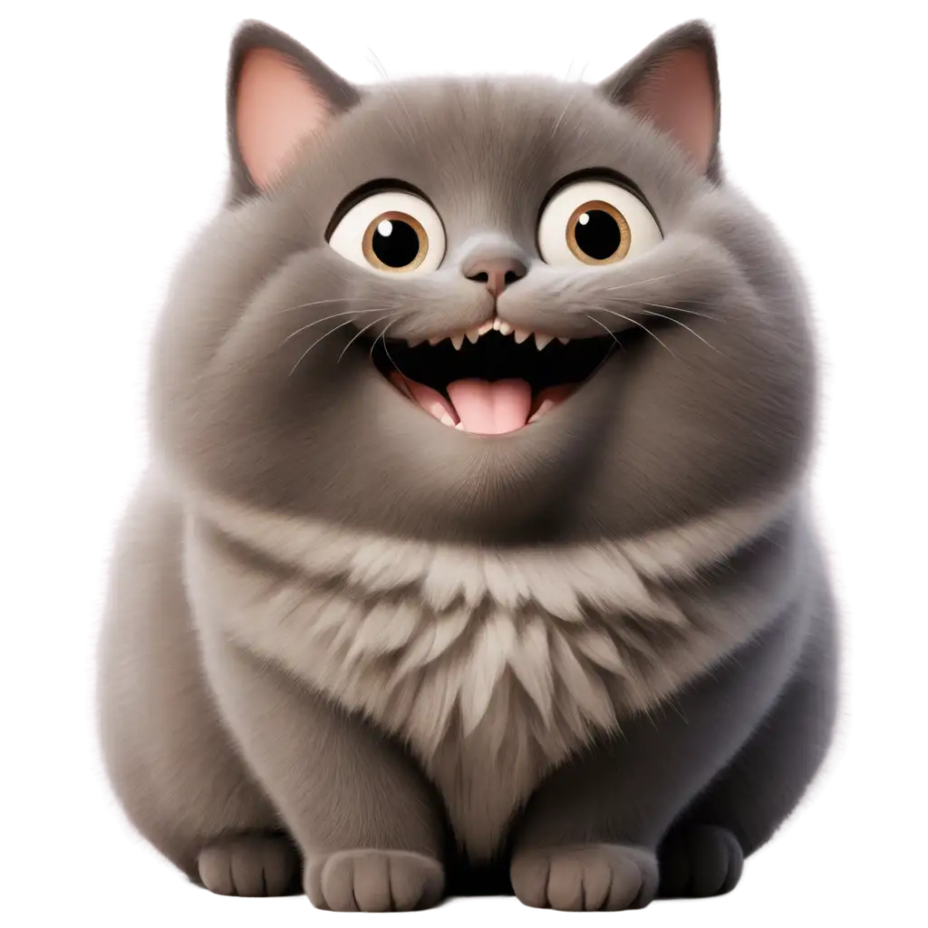 a happy smiling cute pixar style cat