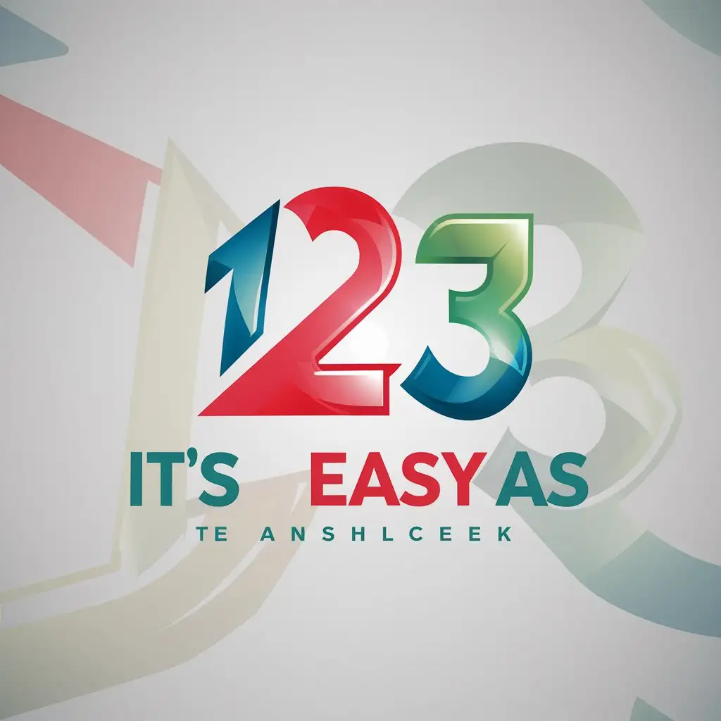 a logo design,with the text "It's easy as 1 2 3", main symbol: It's easy as 1 2 3,complex,clear background