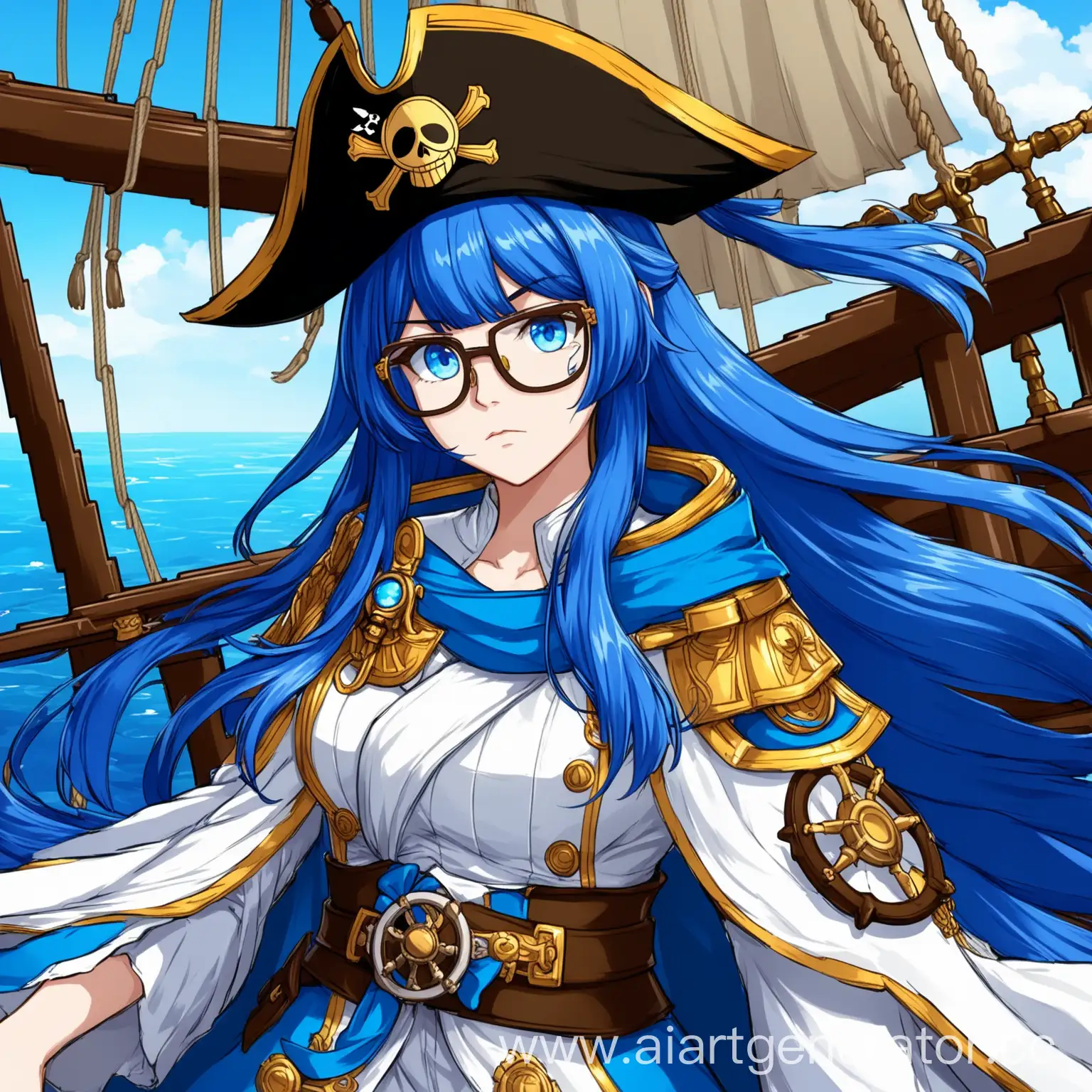 Serious-Anime-Girl-Pela-in-Pirate-Costume-at-the-Helm