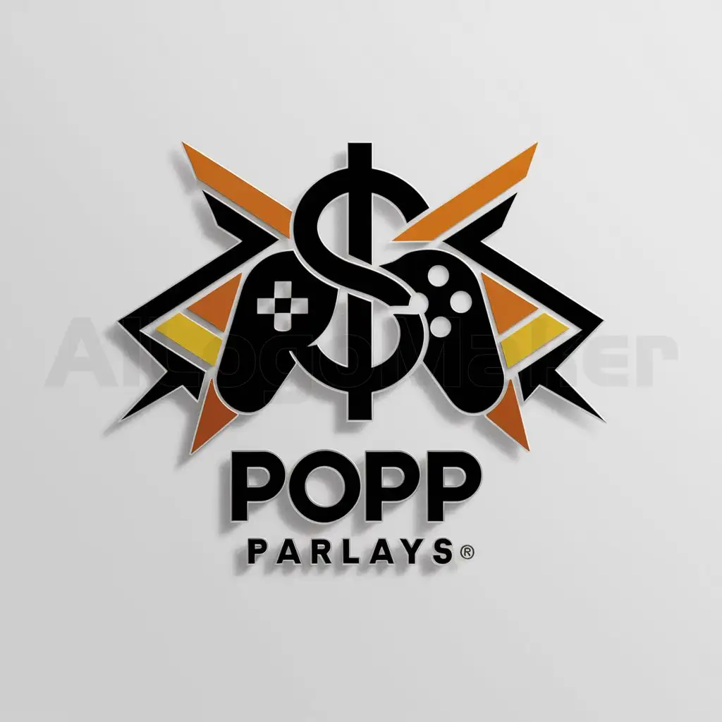 a logo design,with the text "Popp Parlays", main symbol:Dollar sign and video game controller,Moderate,be used in Technology industry,clear background