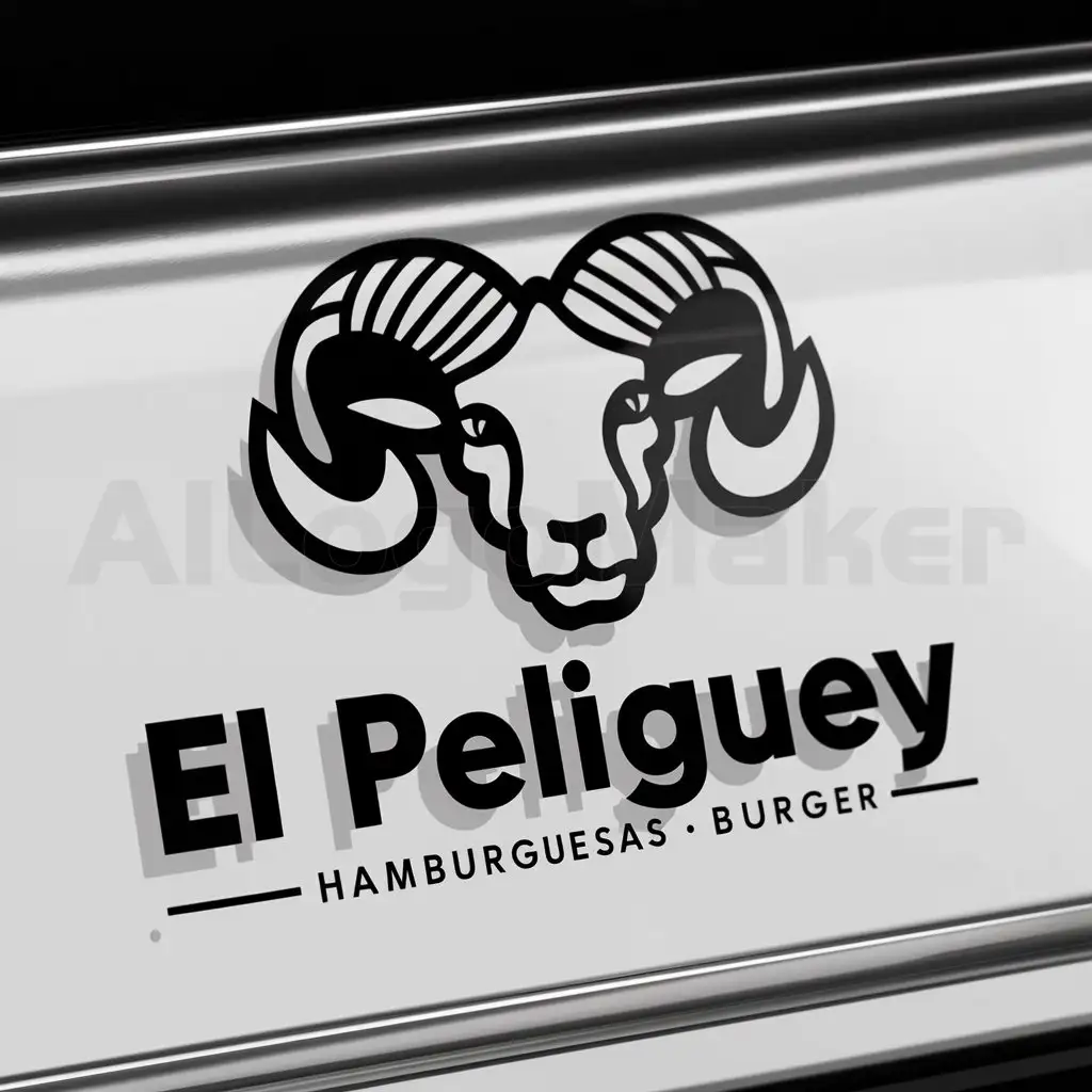 a logo design,with the text "EL PELIGUEY", main symbol:BORREGO,Moderate,be used in HAMBURGUESAS industry,clear background