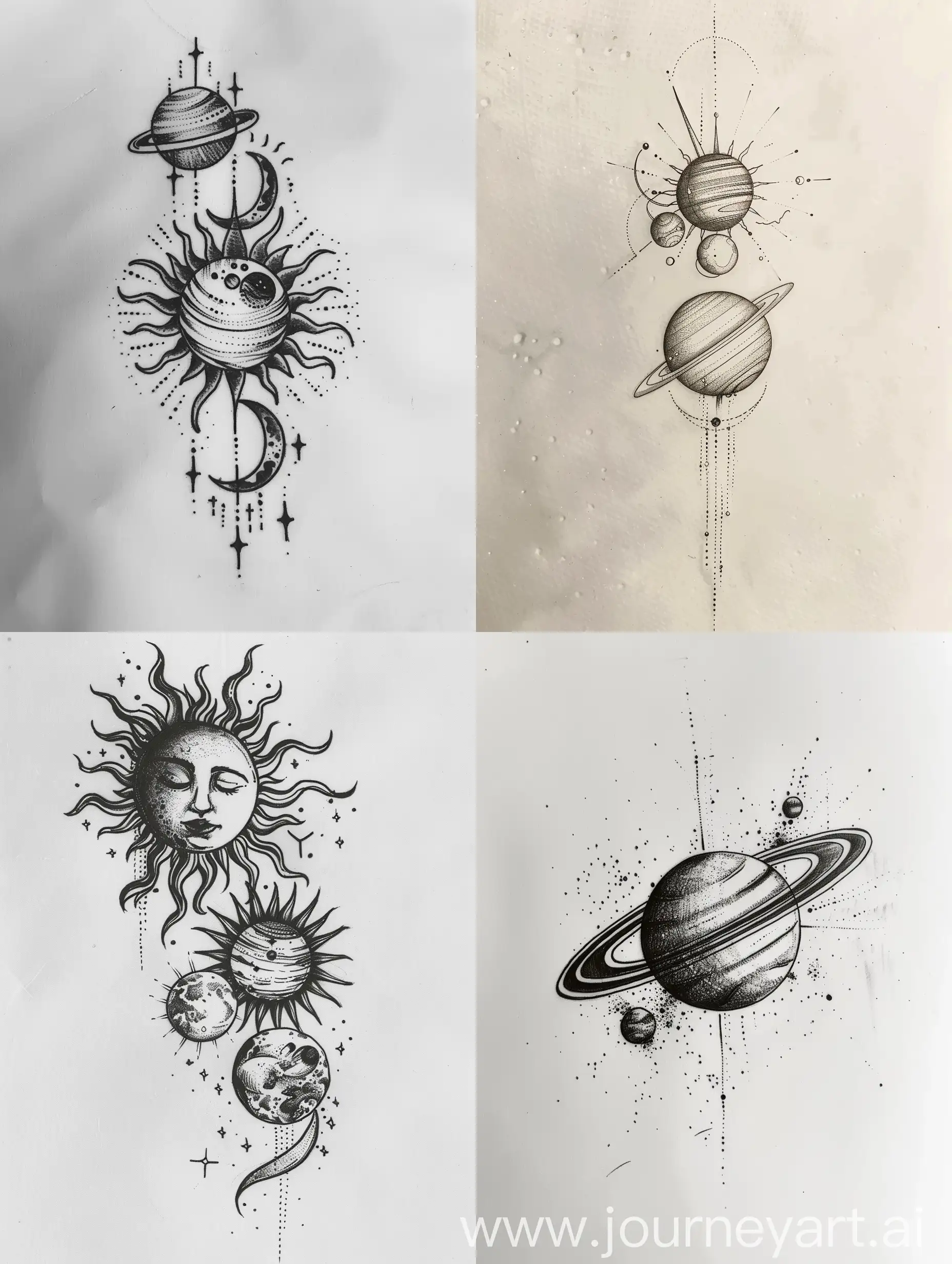 3 Body Problem Netflix Series, 3 sun planet minimalist tattoo design sketch, white background