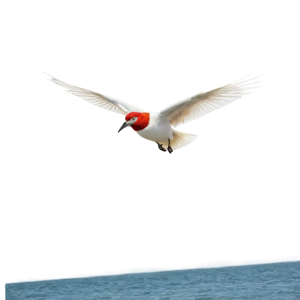 "Capture a colorful bird flying over a beautiful shoreline, with sparkling water and dense clouds in the sky. The bird is flying joyfully, with other birds soaring in the sky."