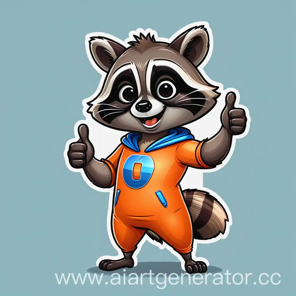 Cartoon-Raccoon-in-Orange-Costume-Giving-Thumbs-Up-for-Telegram-Stickers