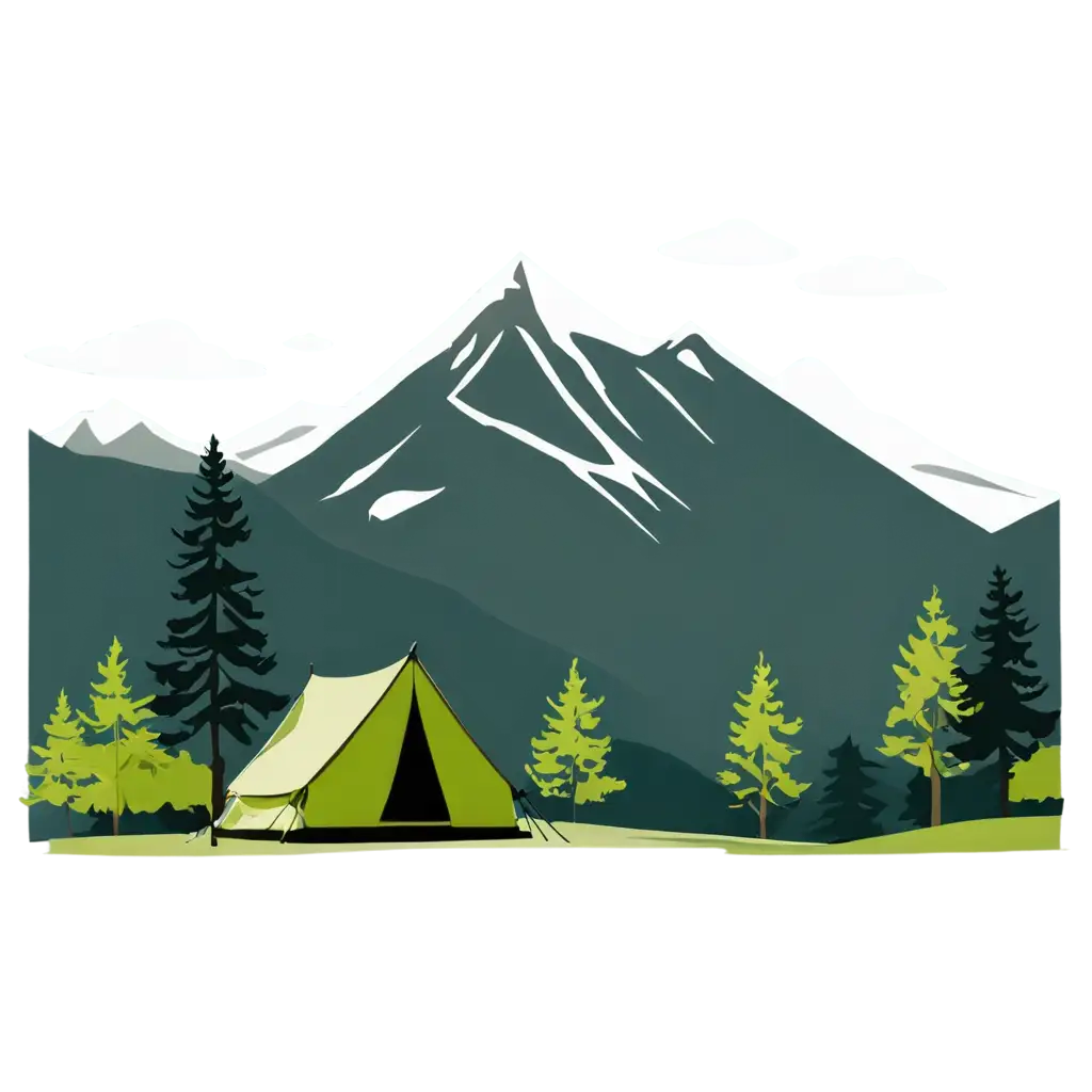 image of the campsite with mountain views vector

