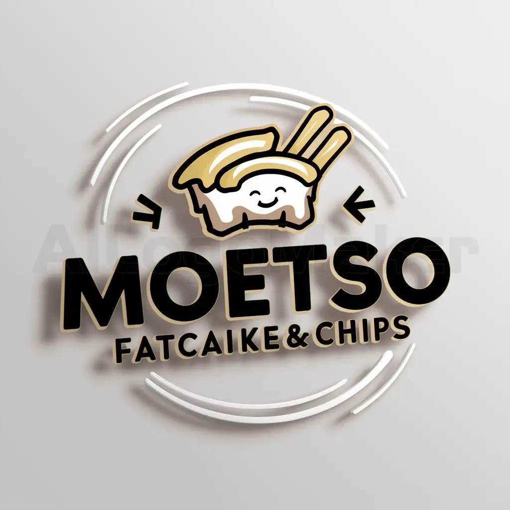 a logo design,with the text "moetso fatcake&chips", main symbol:fatcake&chips,Moderate,clear background