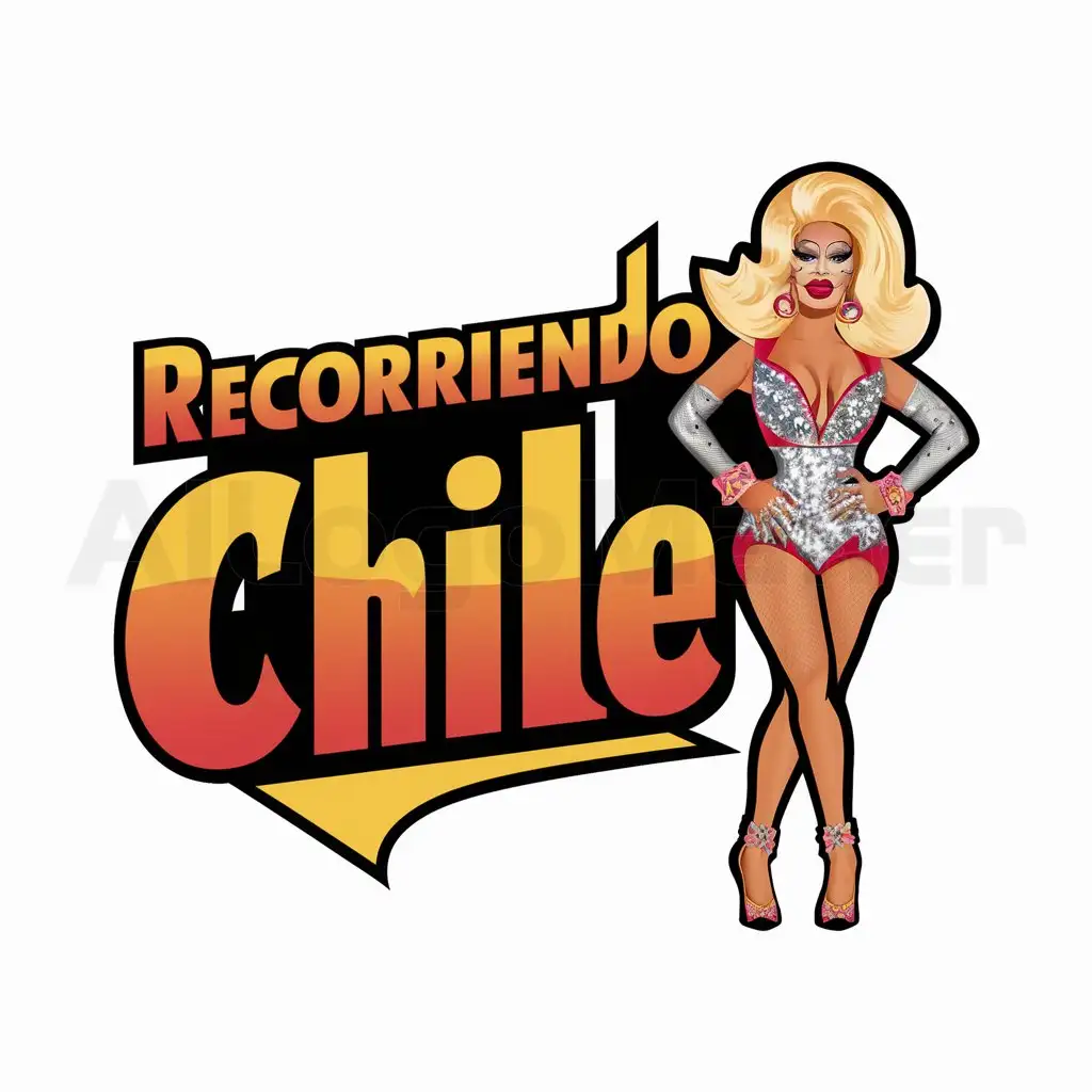a logo design,with the text "Recorriendo Chile", main symbol:something related to a drag queen show,complex,be used in gay industry,clear background