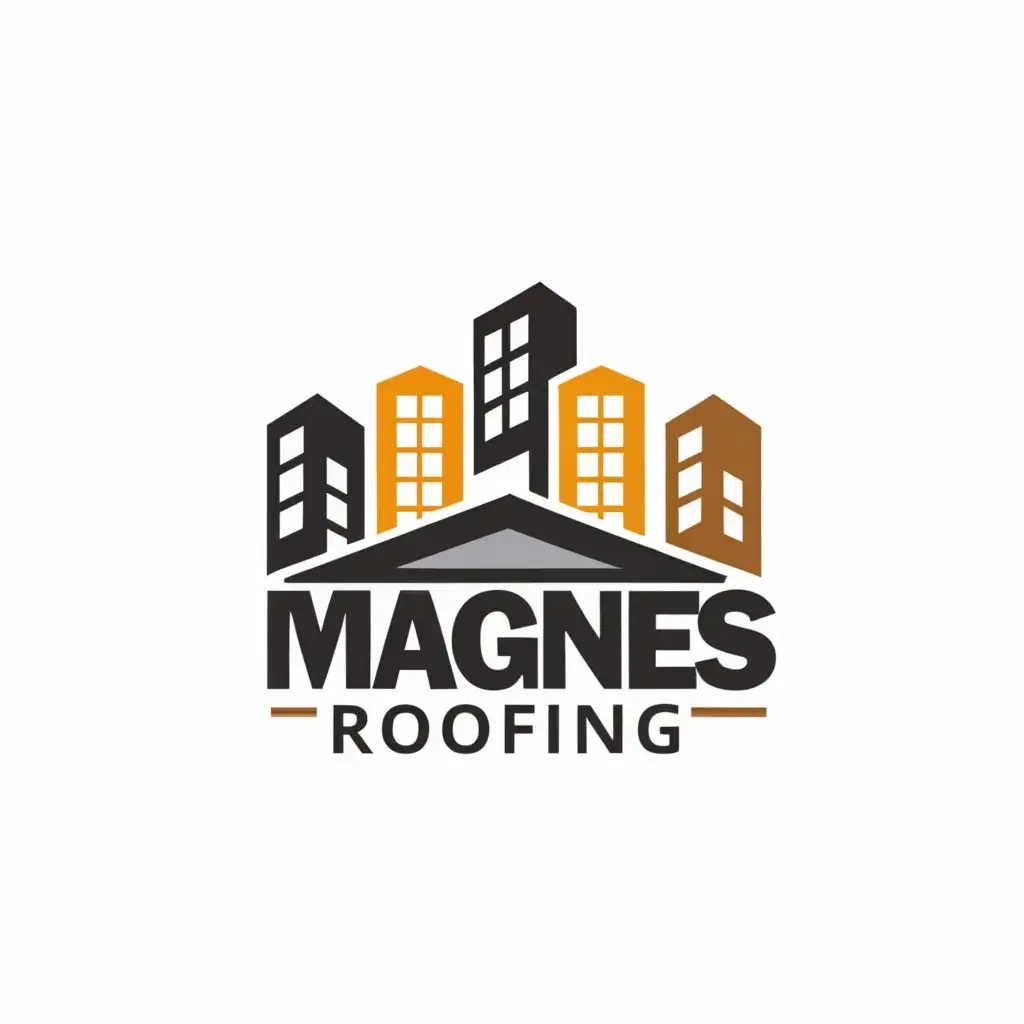 a logo design,with the text "Magnes Roofing", main symbol:City, building, roof,Moderate,clear background