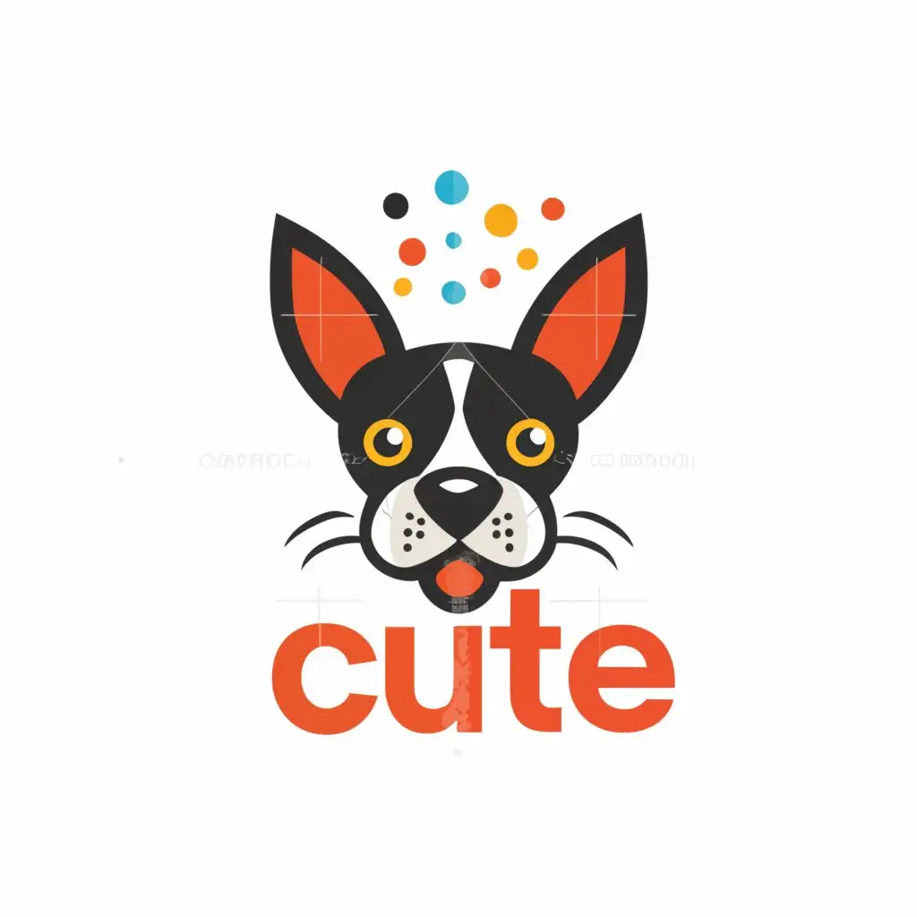 a logo design,with the text 'Cuteascanbe', main symbol:boston terrier looking happy ,complex,be used in Events industry,clear background