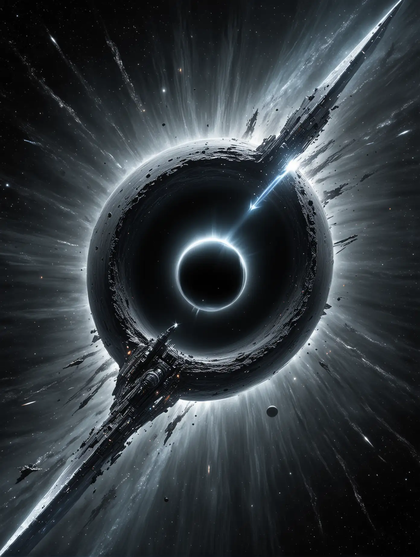 Space-Exploration-Silver-Sword-near-Black-Hole-Event-Horizon