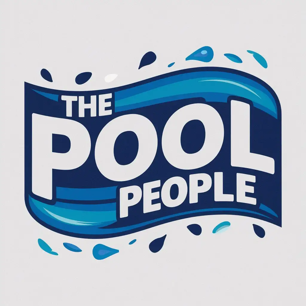 a logo design,with the text "The Pool People", main symbol:this logo should include a swimming pool theme. preferred color is blue and white,Moderate,clear background