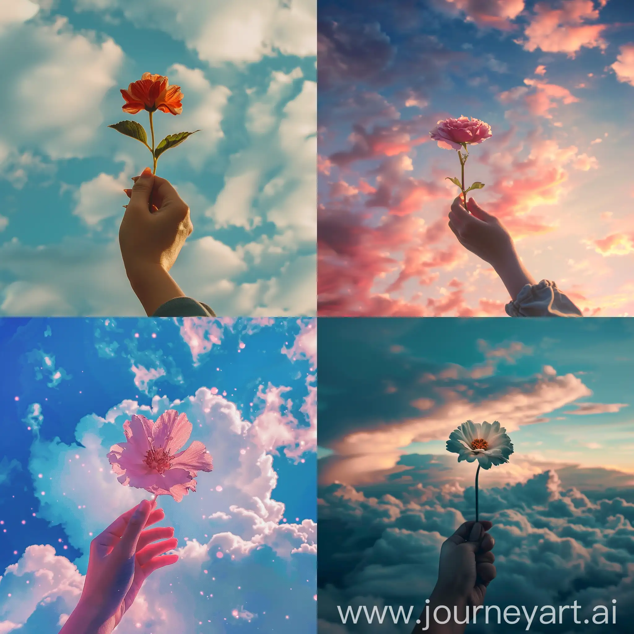 Girl-Holding-Beautiful-Flower-Against-Sky