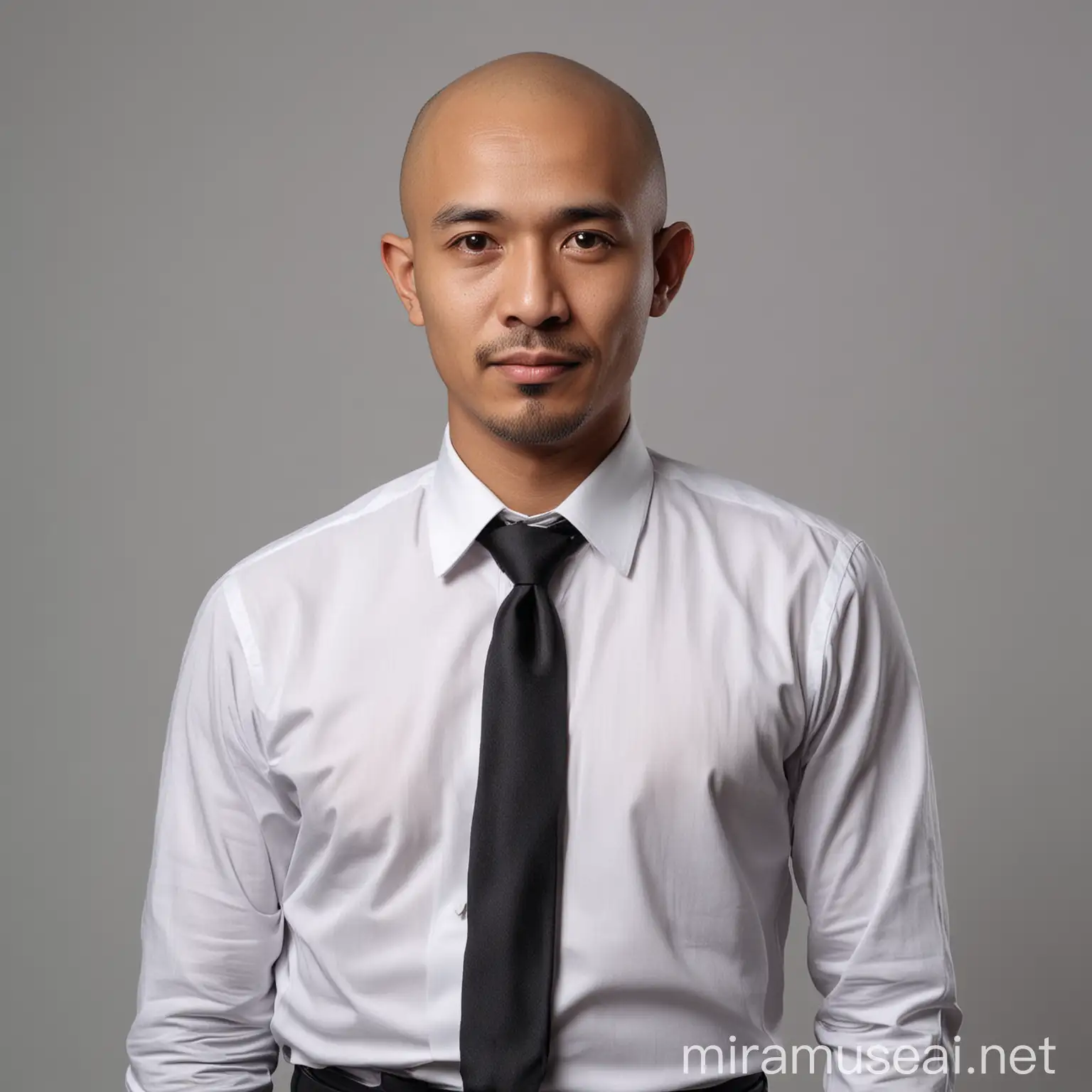 Indonesian Businessman in White Shirt and Black Tie Portrait