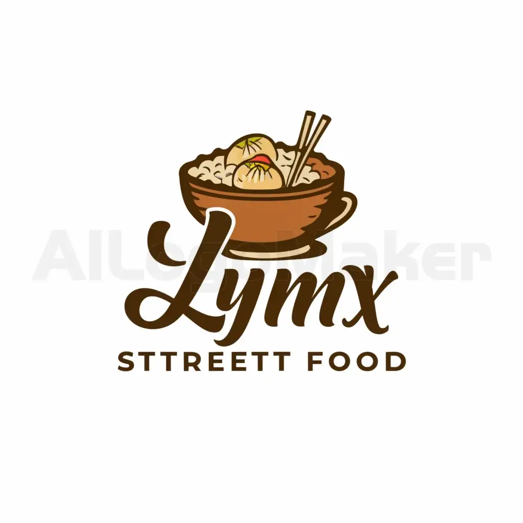 a logo design,with the text "LYNX STREET FOOD", main symbol:Siomai and java rice,Moderate,be used in Restaurant industry,clear background