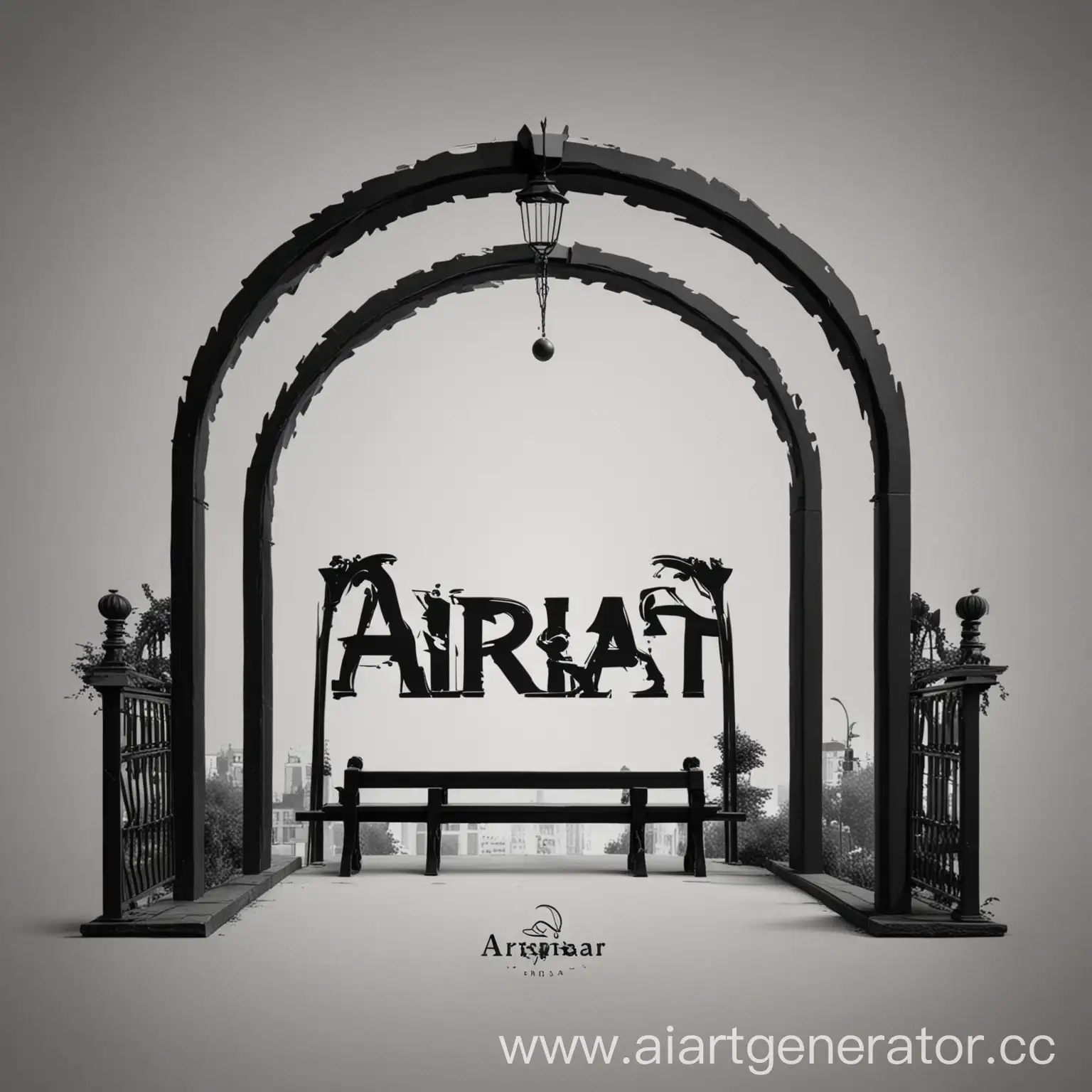 Simple black logo for arbat with arch and bench
