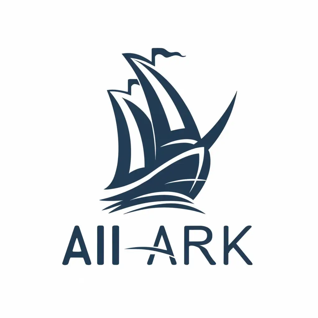 a logo design,with the text "AI Ark", main symbol:Sailing ship/entrance/Letter A,Minimalistic,be used in Technology industry,clear background