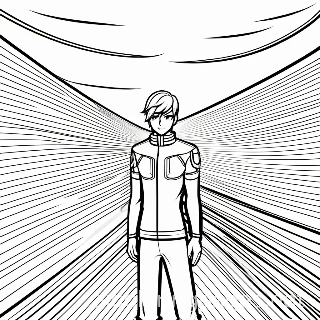 manga figure, Coloring Page, black and white, line art, white background, Simplicity, Ample White Space. The background of the coloring page is plain white to make it easy for young children to color within the lines. The outlines of all the subjects are easy to distinguish, making it simple for kids to color without too much difficulty