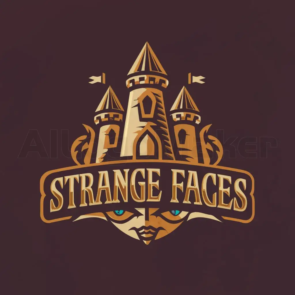 a logo design,with the text "Between strange faces", main symbol:Castle,Moderate,be used in Game industry,clear background