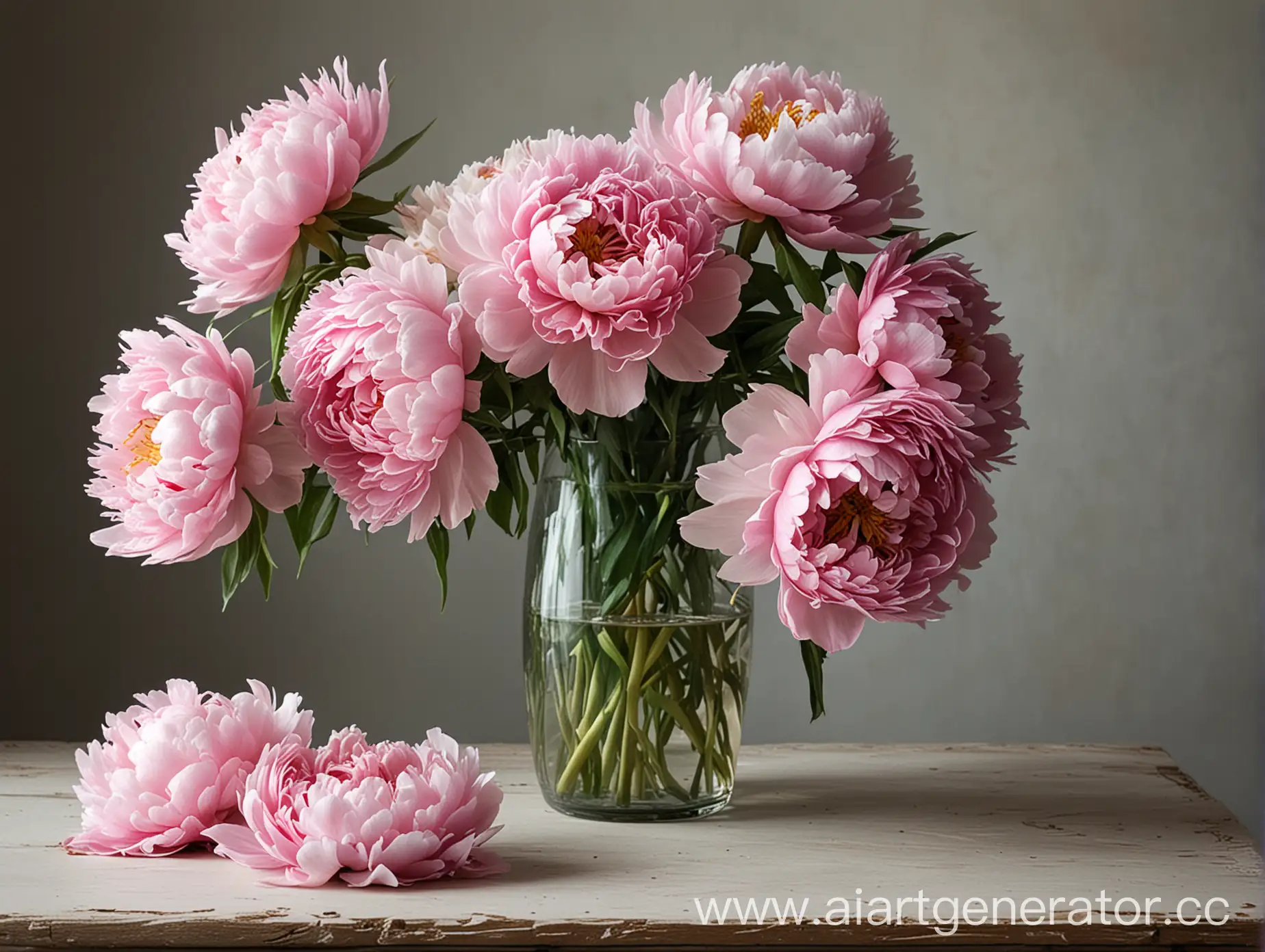 розовые пионы, ваза