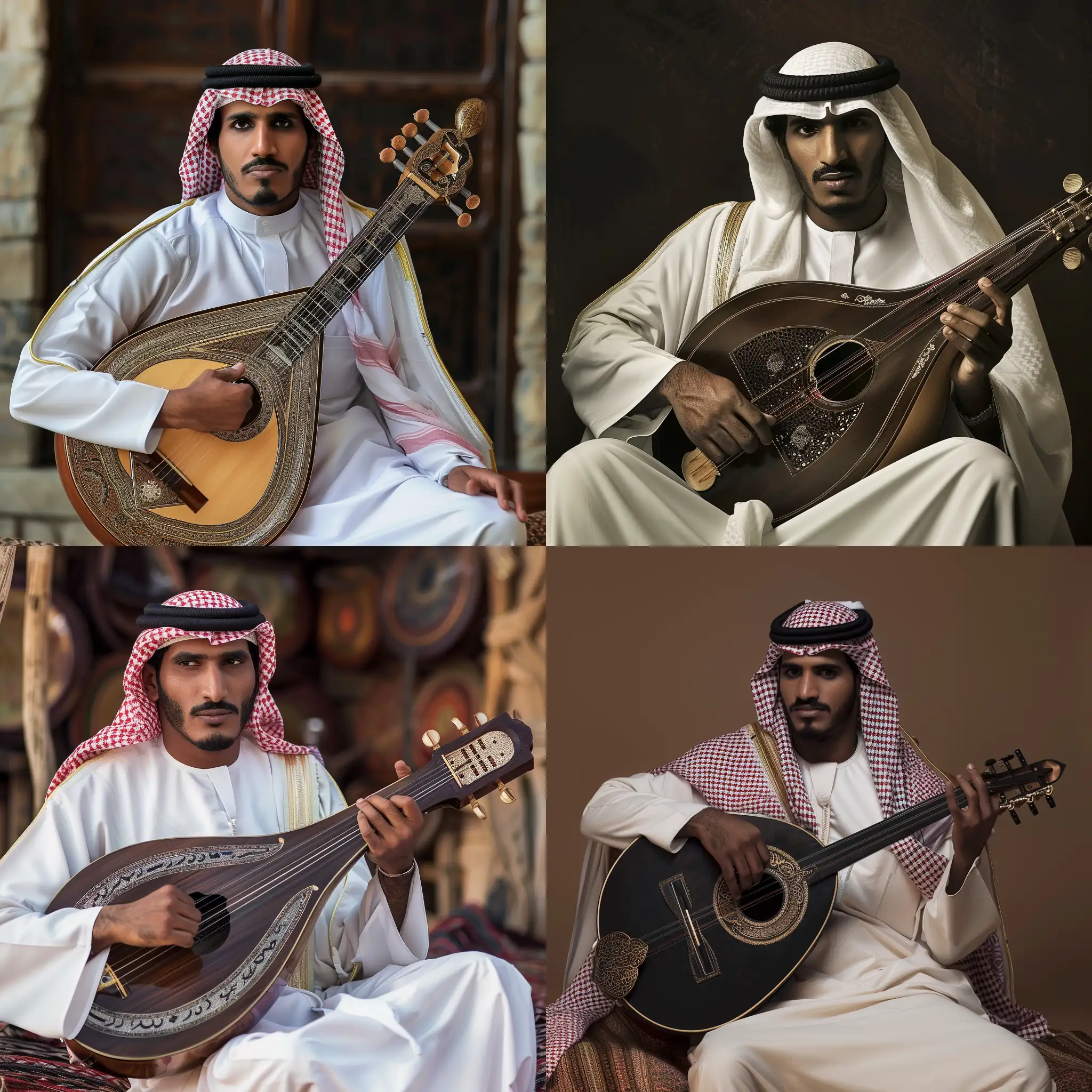 Saudi-Black-Man-Playing-Oud-Traditional-Musician-in-Cultural-Attire