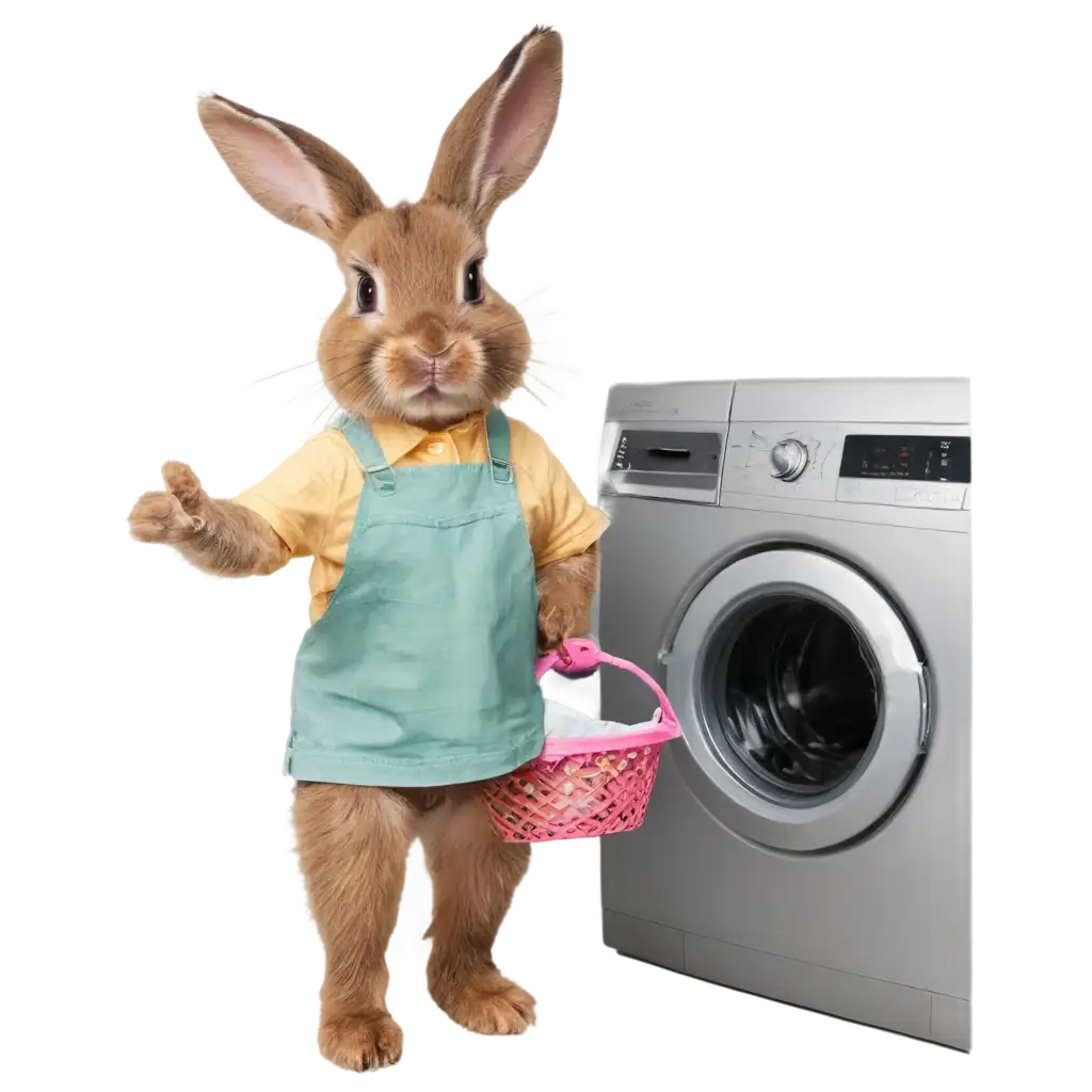 bunny doing a laundry