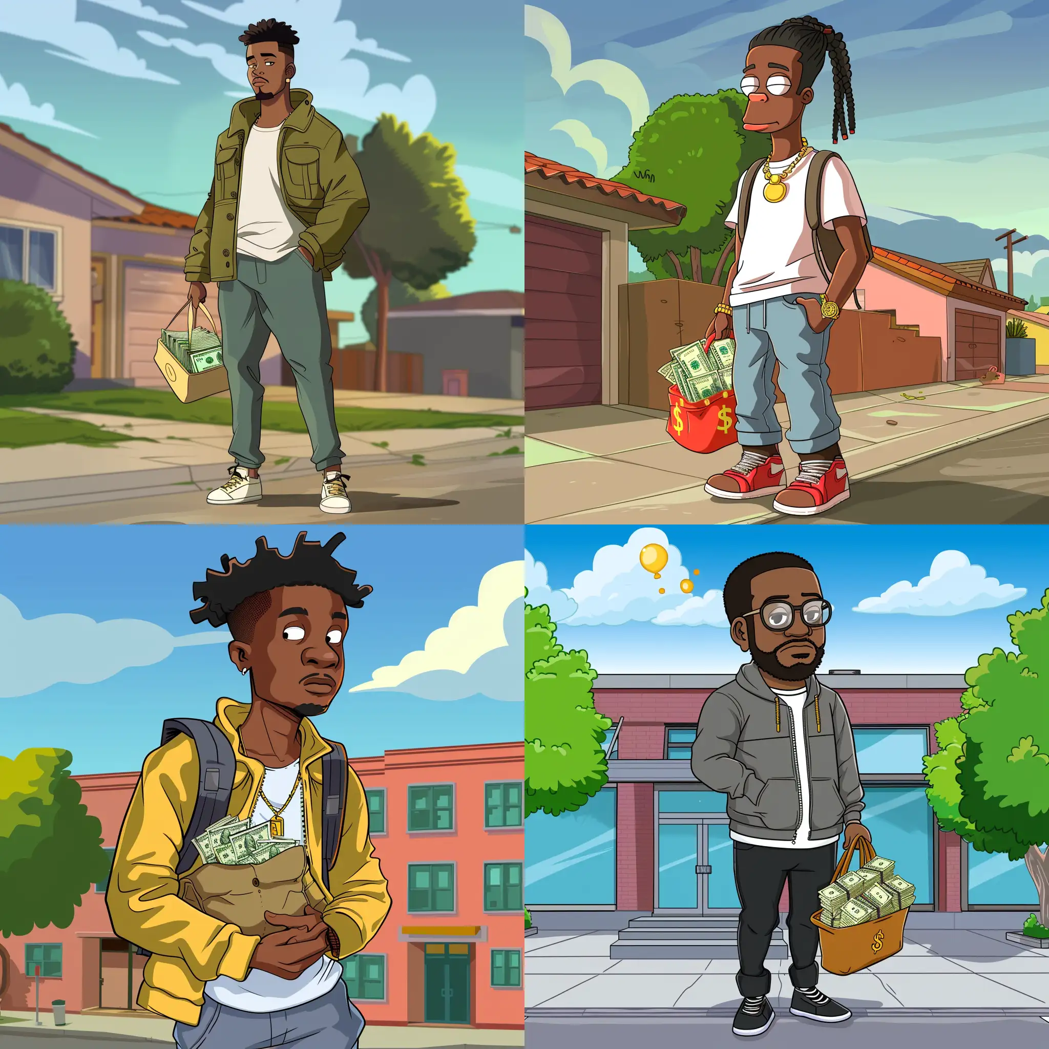 African-American-Man-Cartoon-Character-with-Money-Bag-and-Jordans