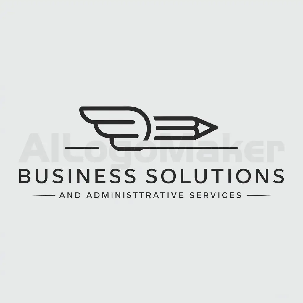 a logo design,with the text "business solutions and administrative services", main symbol:short pencil with a pair of wings,Moderate,be used in consultoria industry,clear background