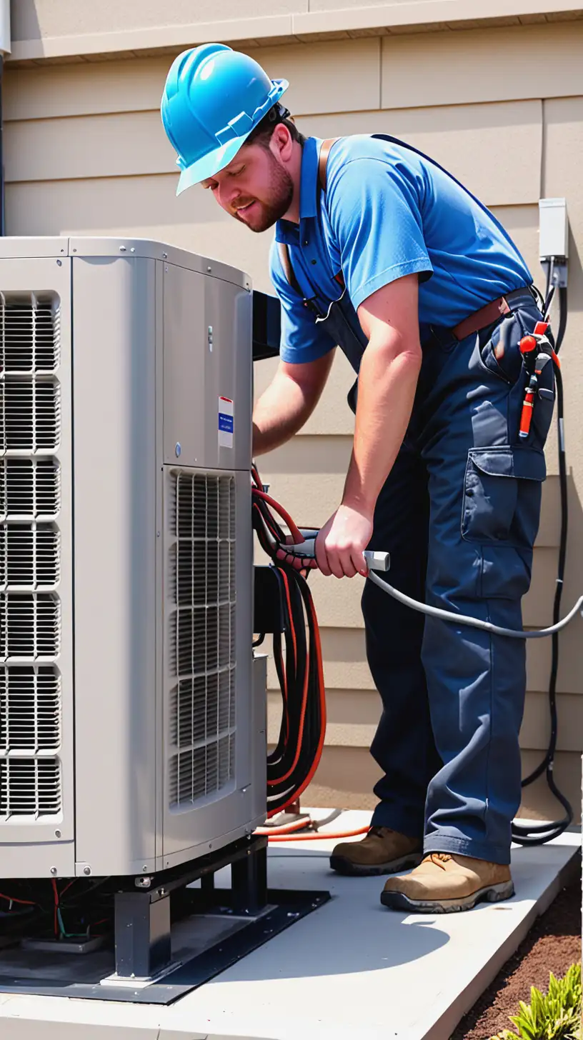 American Worker Installing Air Conditioning Services