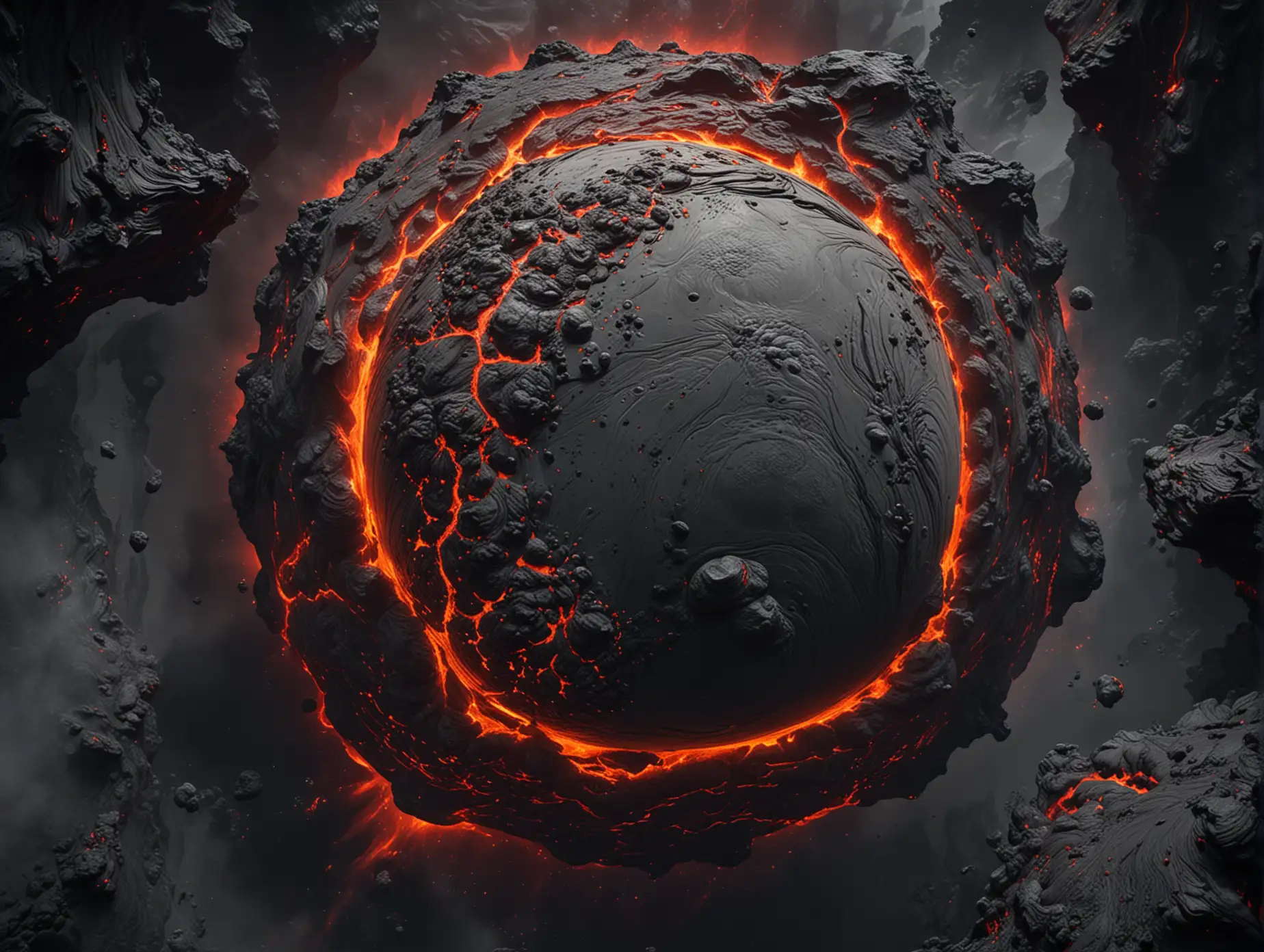 A grey full body planet with lava rivers.  THE IMAGE is FROM THE SPACE