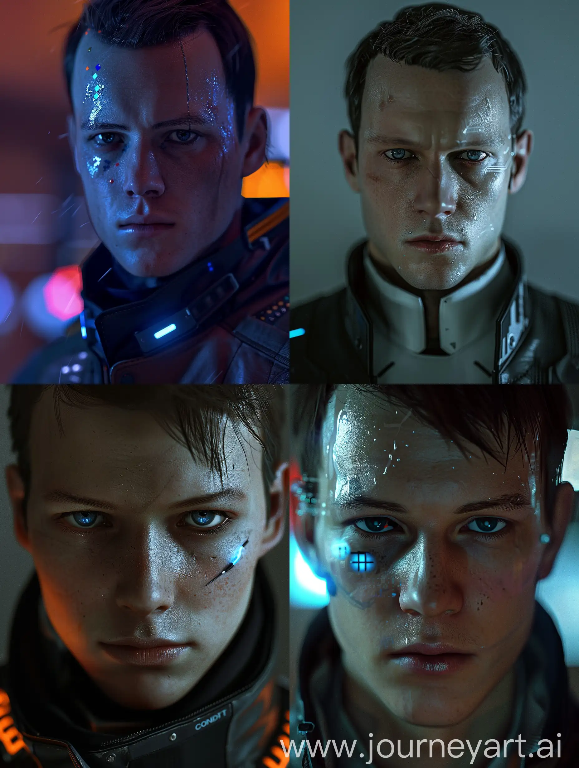 android Connor from the game Detroit become human in the game Fallout, 4k, hdr
