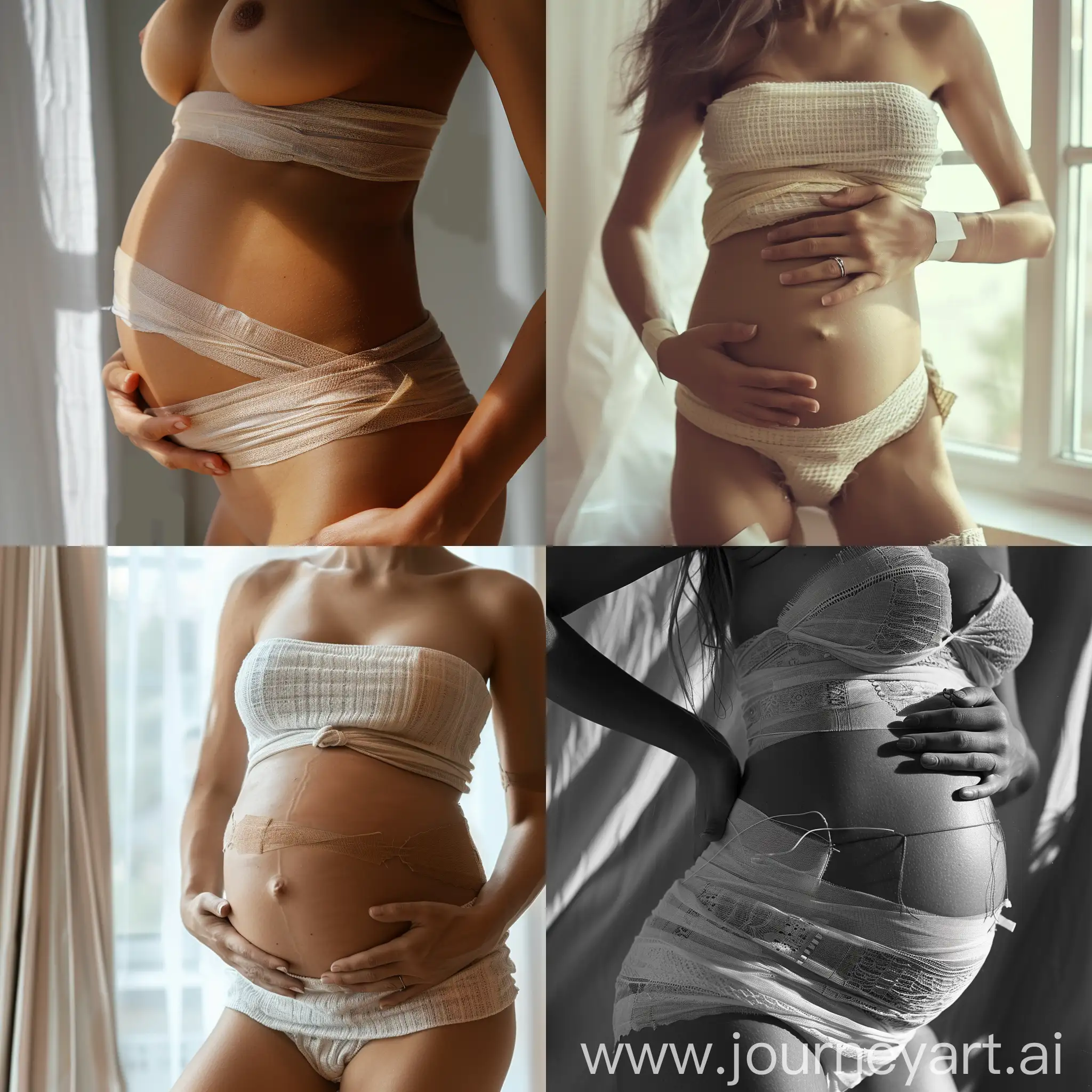 Живот беременной женщины в бандаже