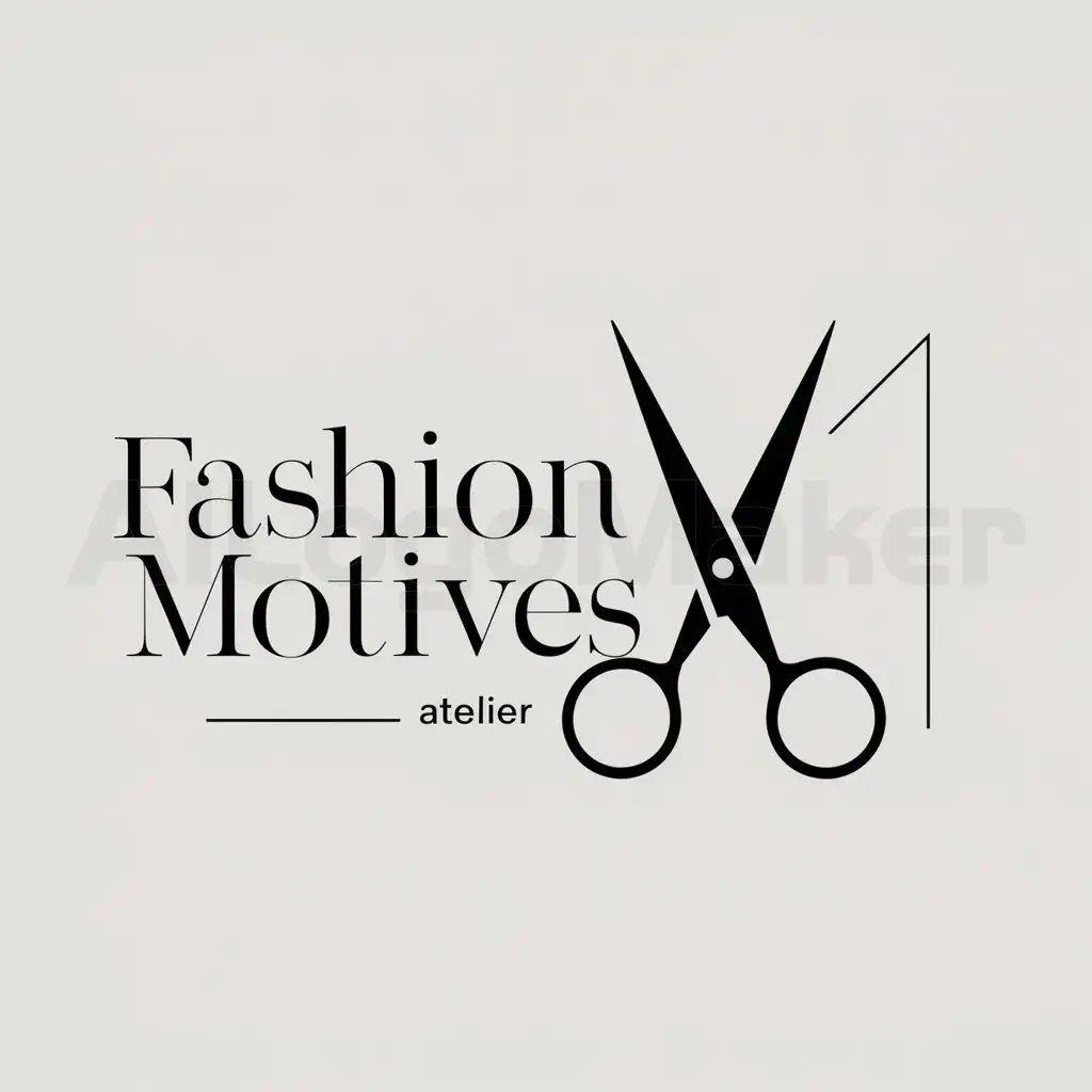 a logo design,with the text "Fashion Motives", main symbol:Scissors,Minimalistic,be used in Atelier industry,clear background