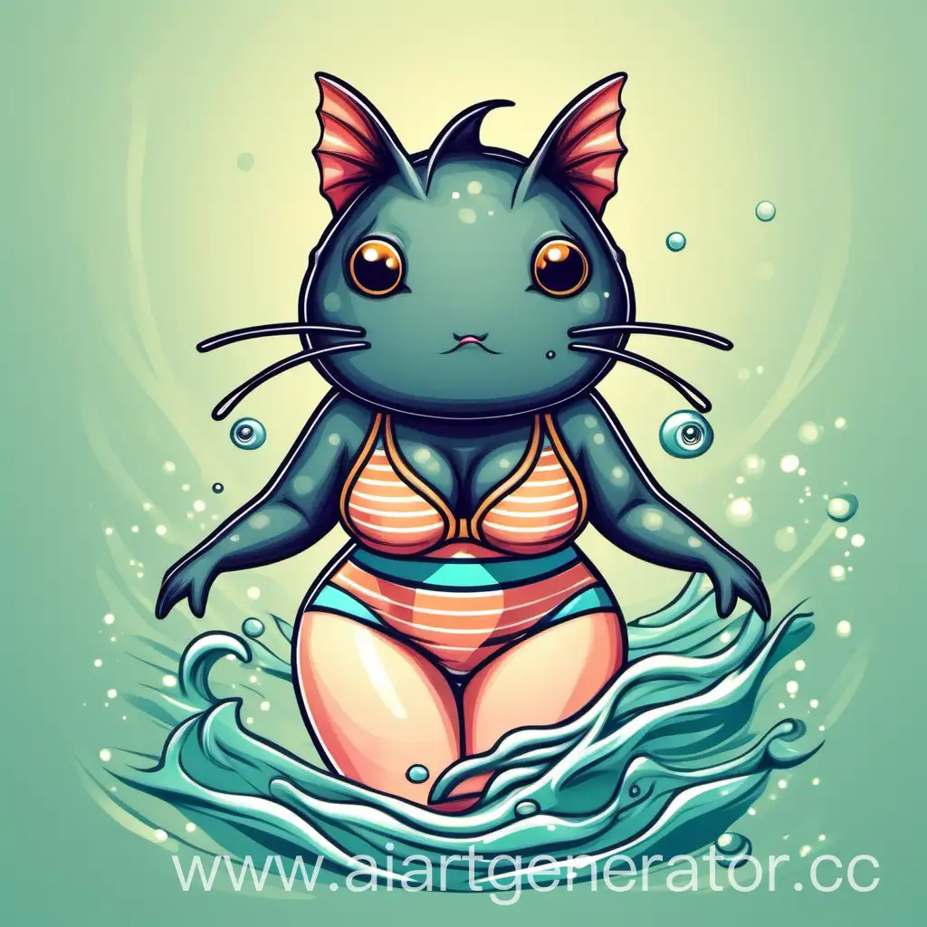 Catfish-Wearing-Colorful-Swimsuit-Swimming-Playfully