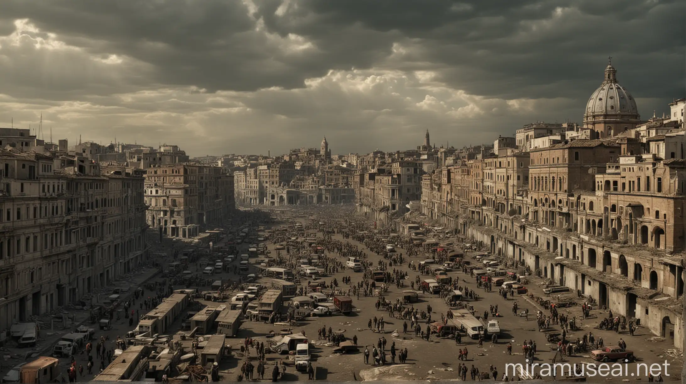Apocalyptic Roma Futuristic Cityscape in 21st Century