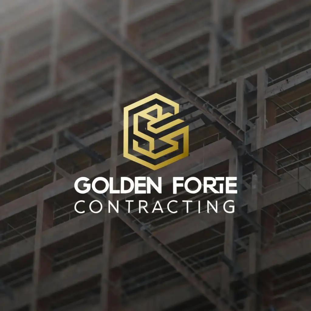 a logo design,with the text "Golden Forge Contracting", main symbol:I require a modern and sleek logo for my construction company. We are a new zealand company. The logo should primarily feature the company name and should be in a gold colour.
The company called "Golden Forge Contracting"
it needs to give a person a kind of sedate feeling capable.
it needs to simple and smart look.

Key Requirements:
- Design an eye-catching, modern, and sleek logo for a construction company
- Ensure the logo primarily features the company name and is designed in gold colour or Pantone gold

Context of Usage:
- The logo will be used across online platforms (website, social media), print materials (business cards, brochures), and physical spaces (signage, uniforms),complex,be used in Construction industry,clear background