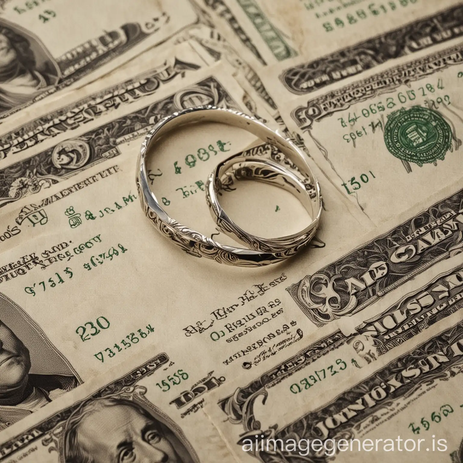 a image of  marriage ring next to money