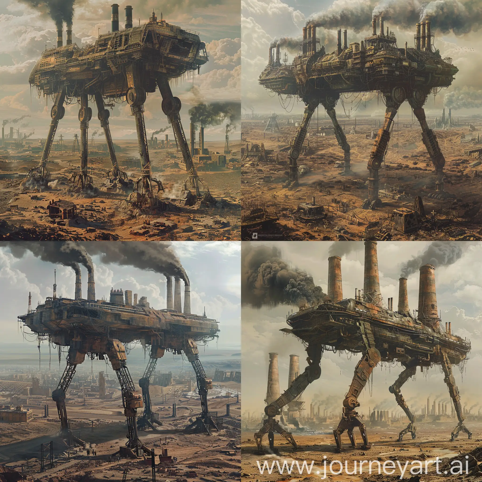 Colossal-Dieselpunk-City-Walking-Across-Vast-Wasteland