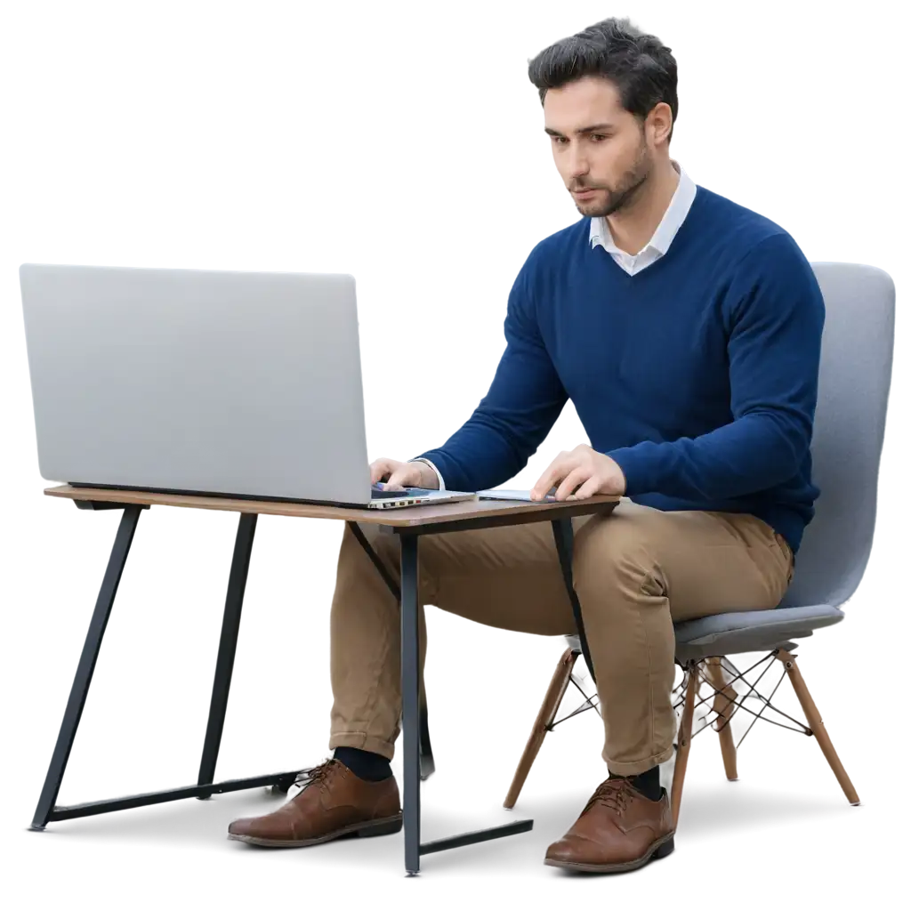 man setting in front of computer