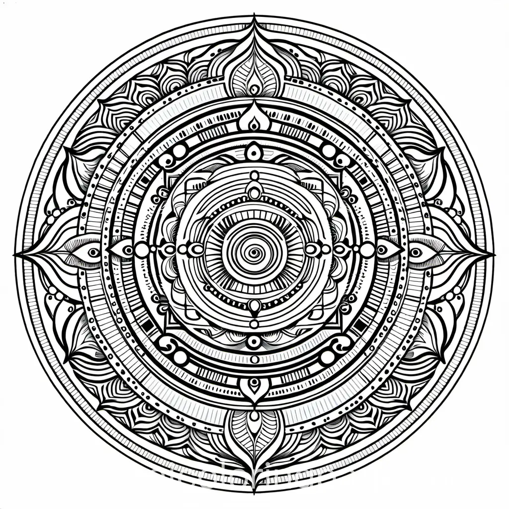 Vishnu-Mandala-Coloring-Page-Intricate-Black-and-White-Line-Art-with-Simplicity-and-Ample-White-Space