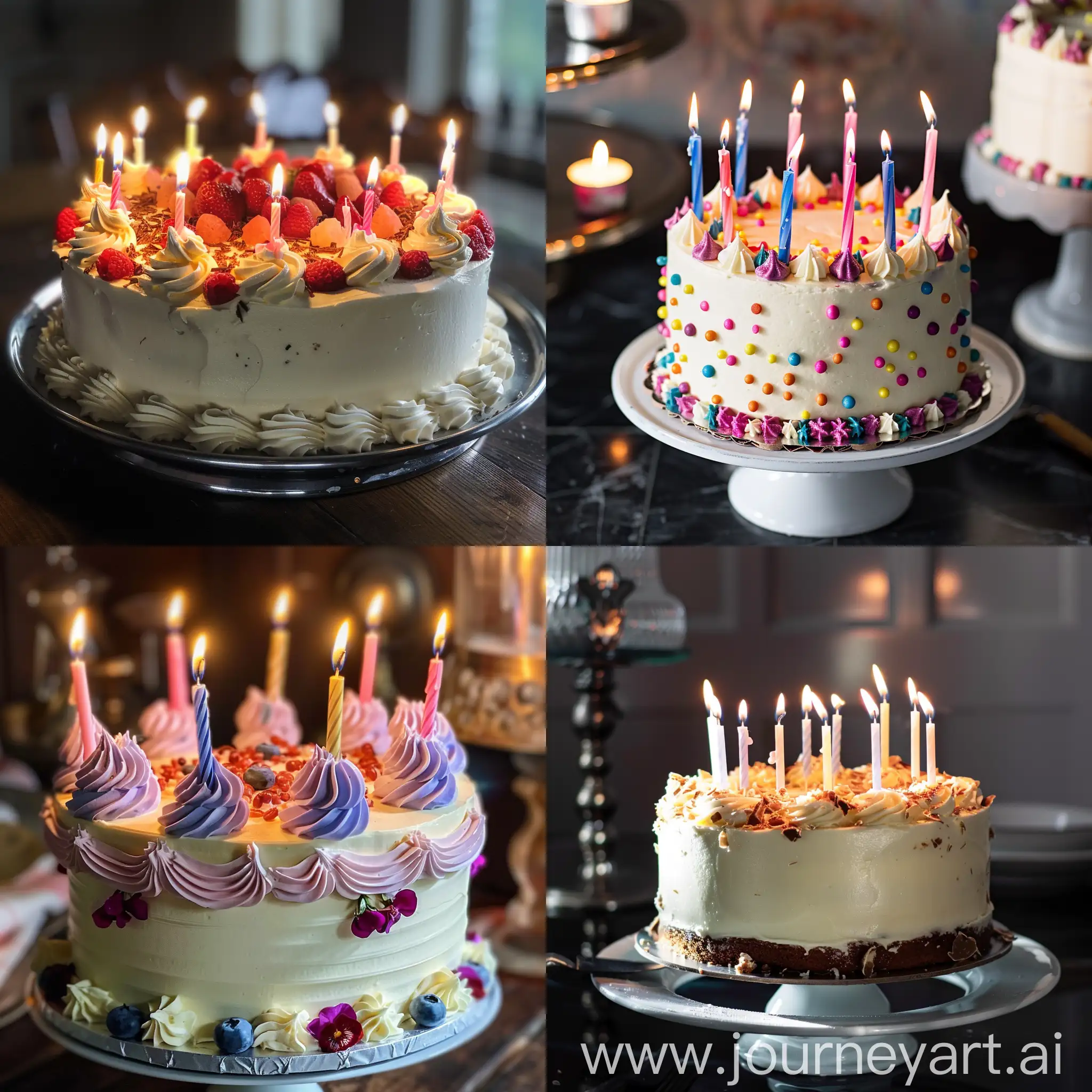 Celebratory-Cake-with-Colorful-Candles