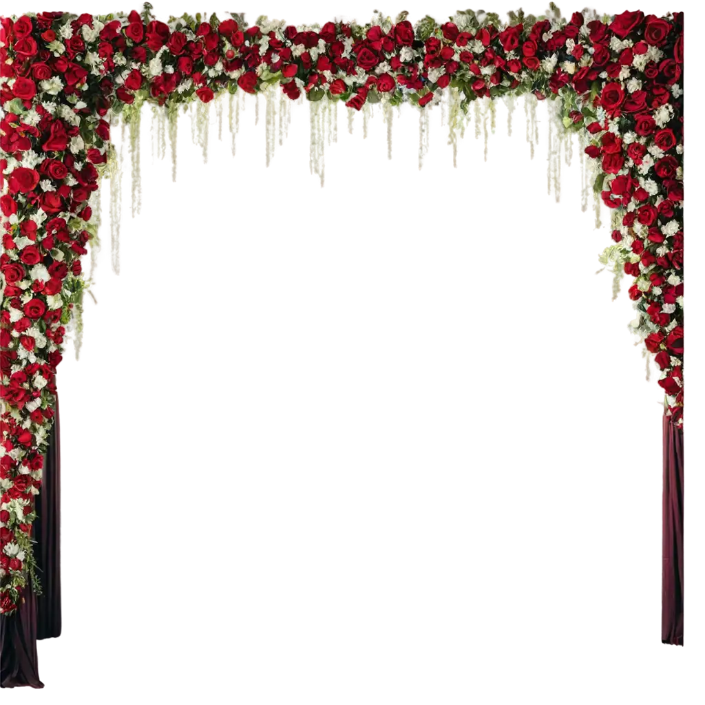 Exquisite-Maroon-Flower-Decor-Stage-Stunning-PNG-Image-for-Elegant-Event-Displays