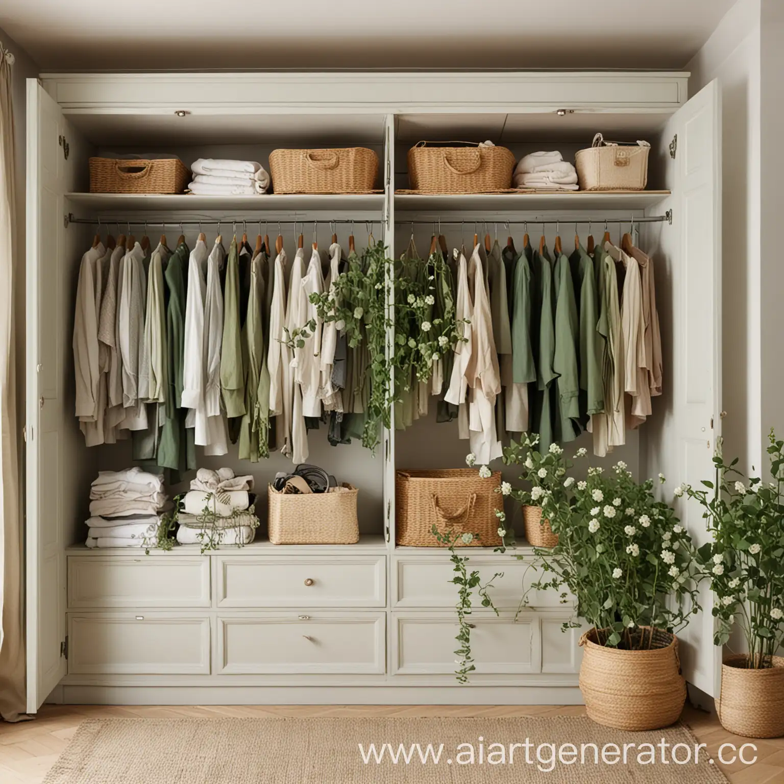 Stylish-Wardrobe-Room-with-Green-Floral-Accents