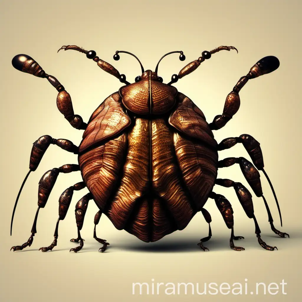 Humanlike Bug with Brown Shell and Multiple Legs