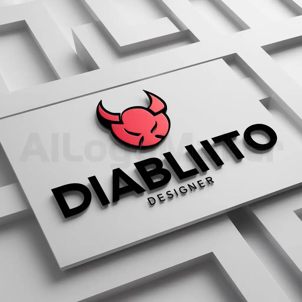 a logo design,with the text "diablito", main symbol:Create a designer logo and in small it says designer,complex,clear background