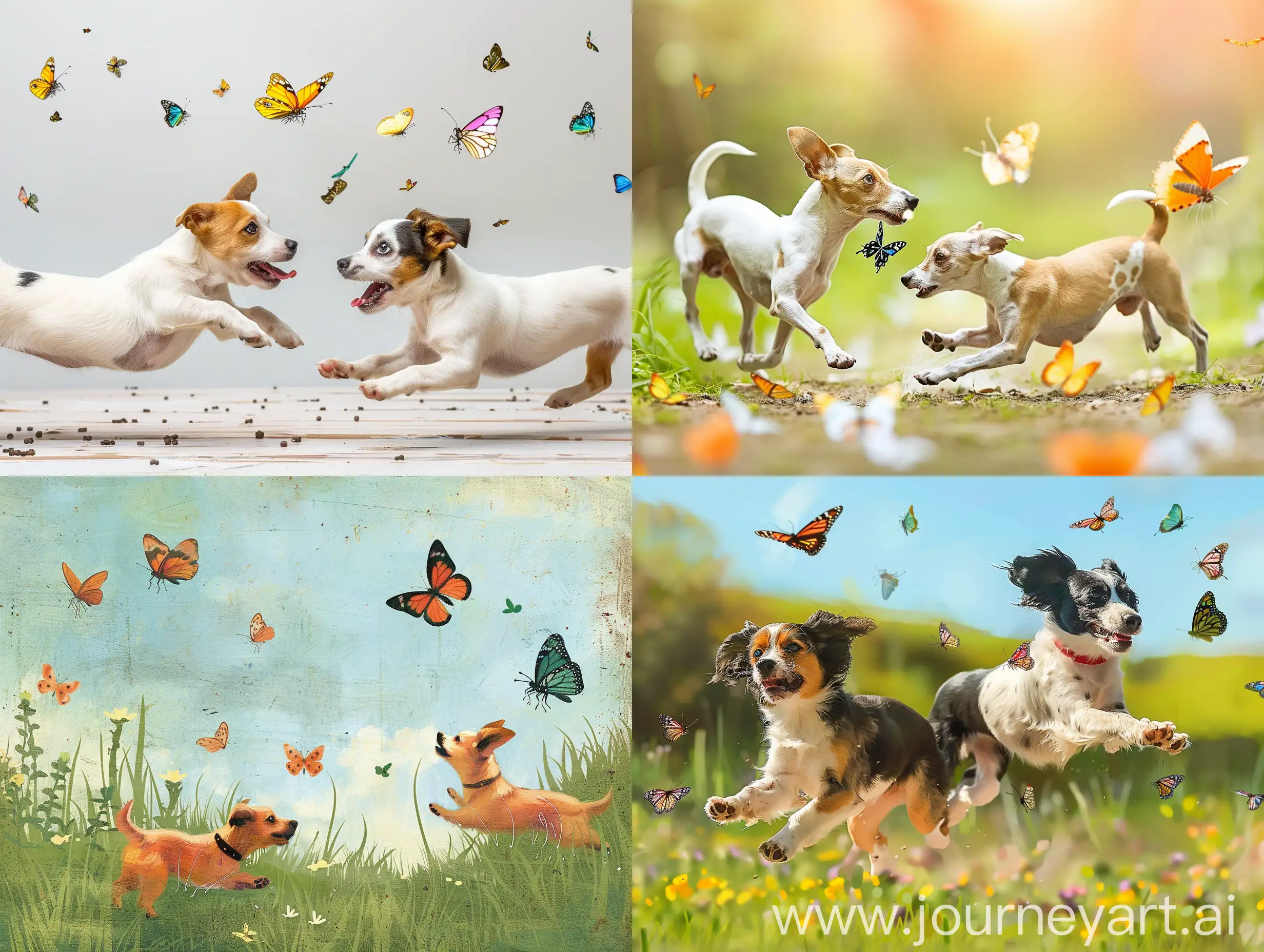 Playful-Puppies-Chasing-Colorful-Butterflies