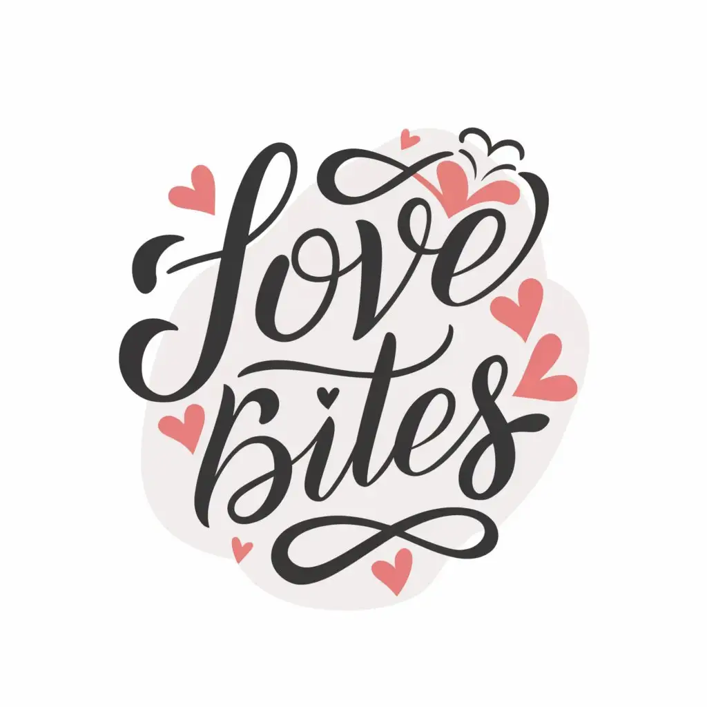 a logo design,with the text "Love Bites", main symbol:heart above i, calligraphy font, tattoo, cupcakes,Moderate,clear background