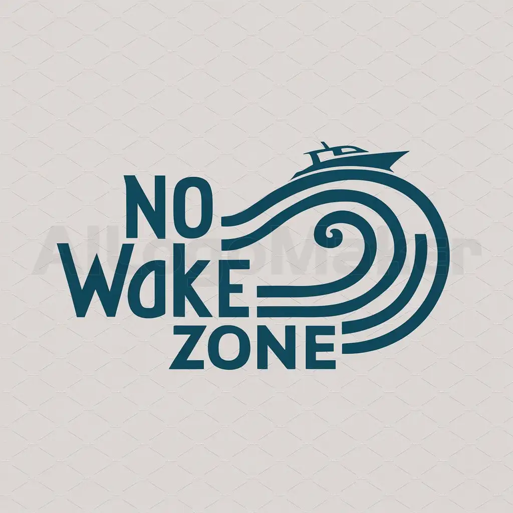 a logo design,with the text "NO WAKE ZONE", main symbol:A SEA WAVE WITH A boat,Moderate,be used in Travel industry,clear background