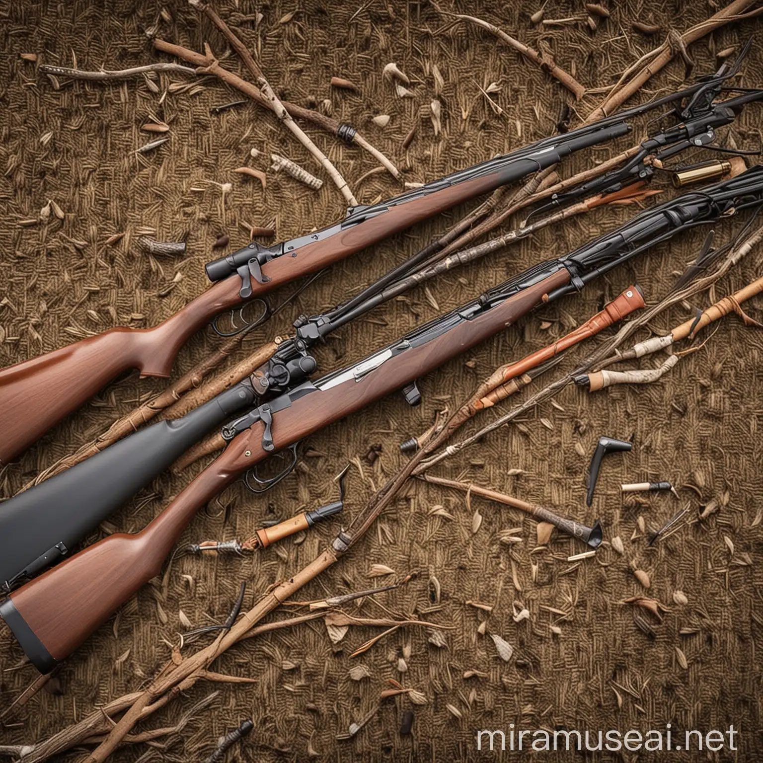 A hunting guns other than rifles and shotguns