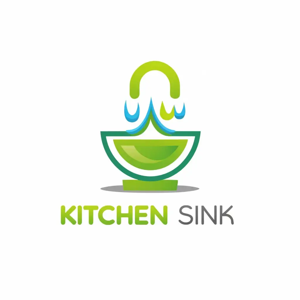 a logo design,with the text "Kitchen Sink", main symbol:need an iconic logo for my software company color bright lime green,Moderate,clear background