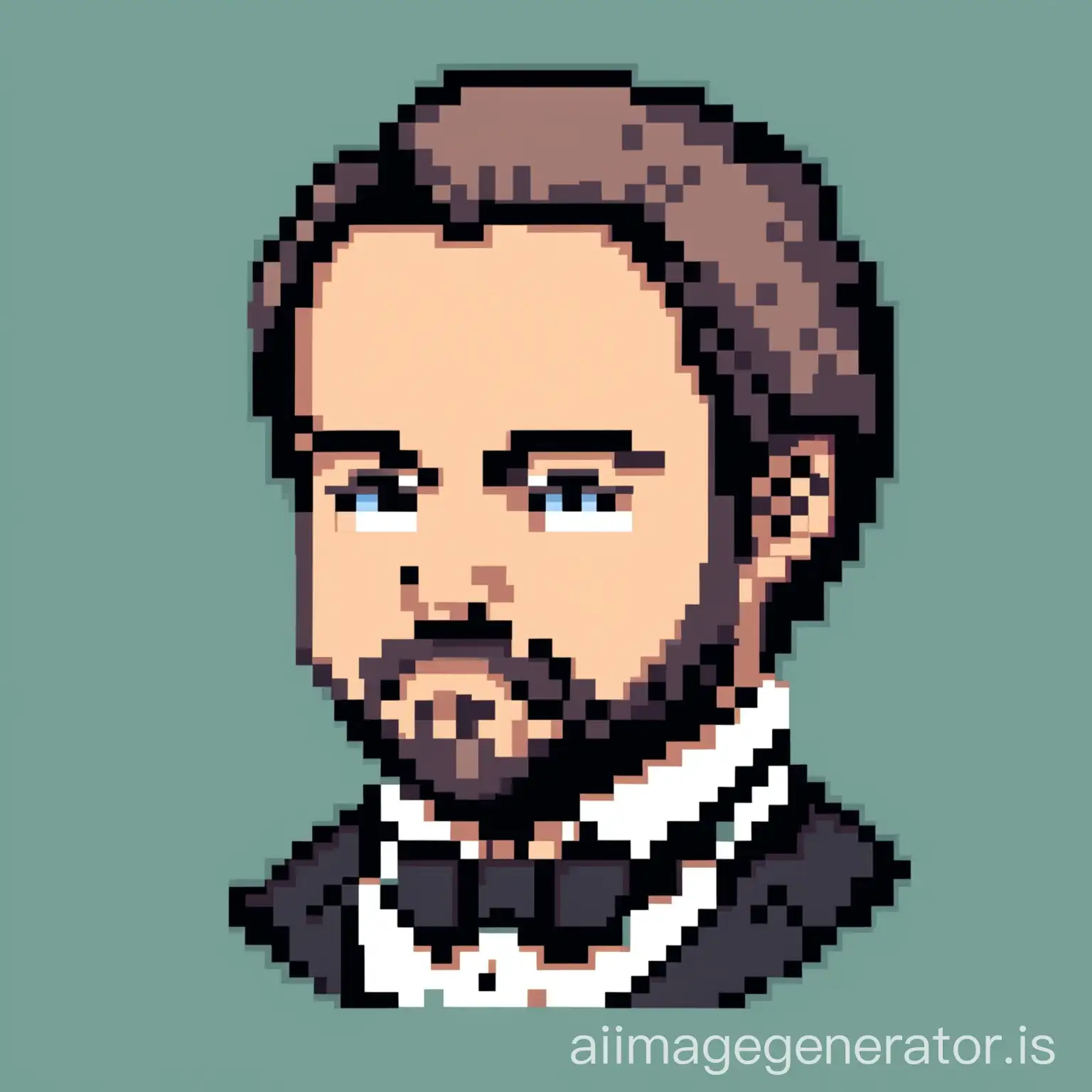 Émile Zola in pixel art, with 100 pixels